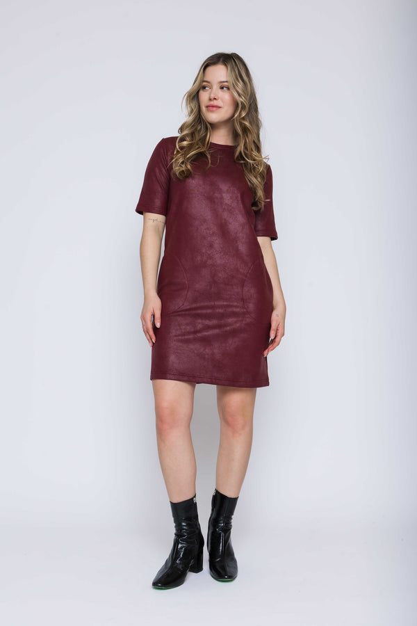 Sadie-Faux Leather Shift Dress